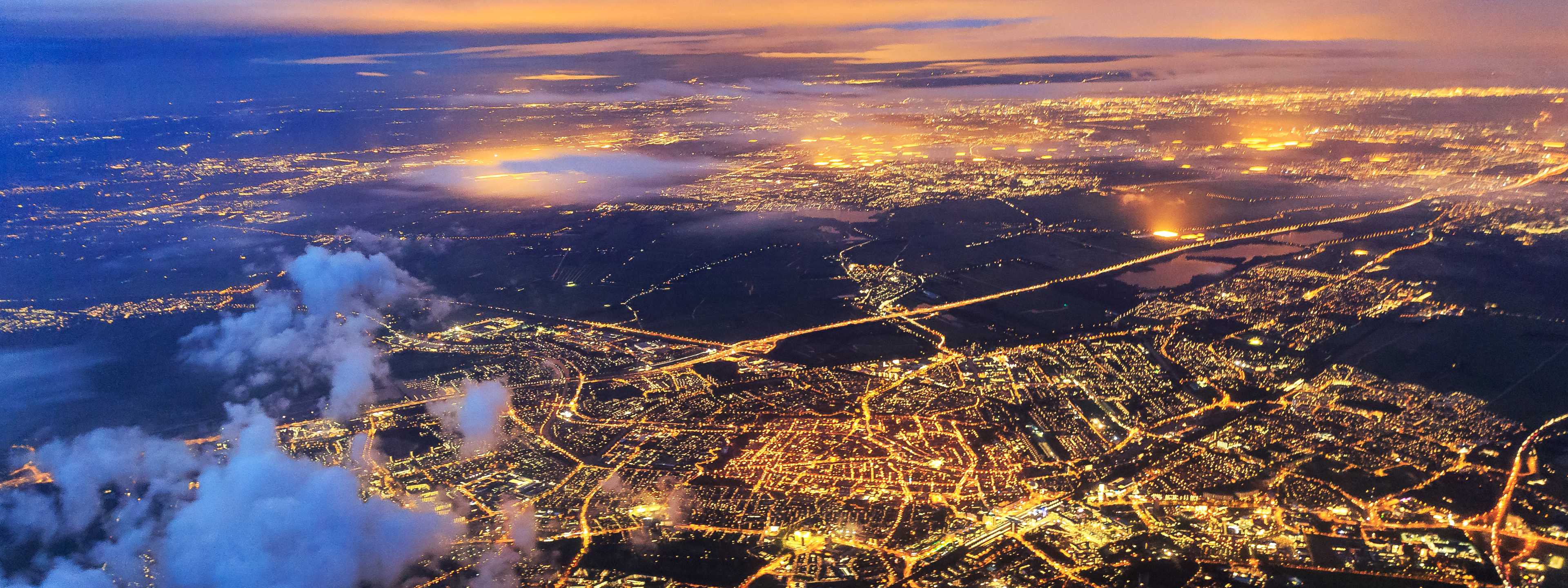 Arial view evening landscape