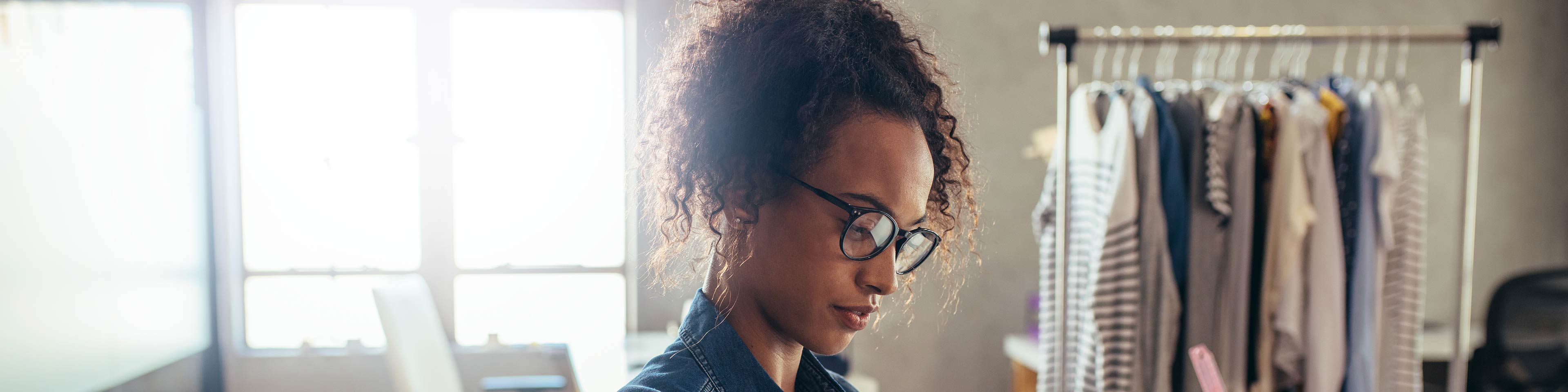 A woman working in her office