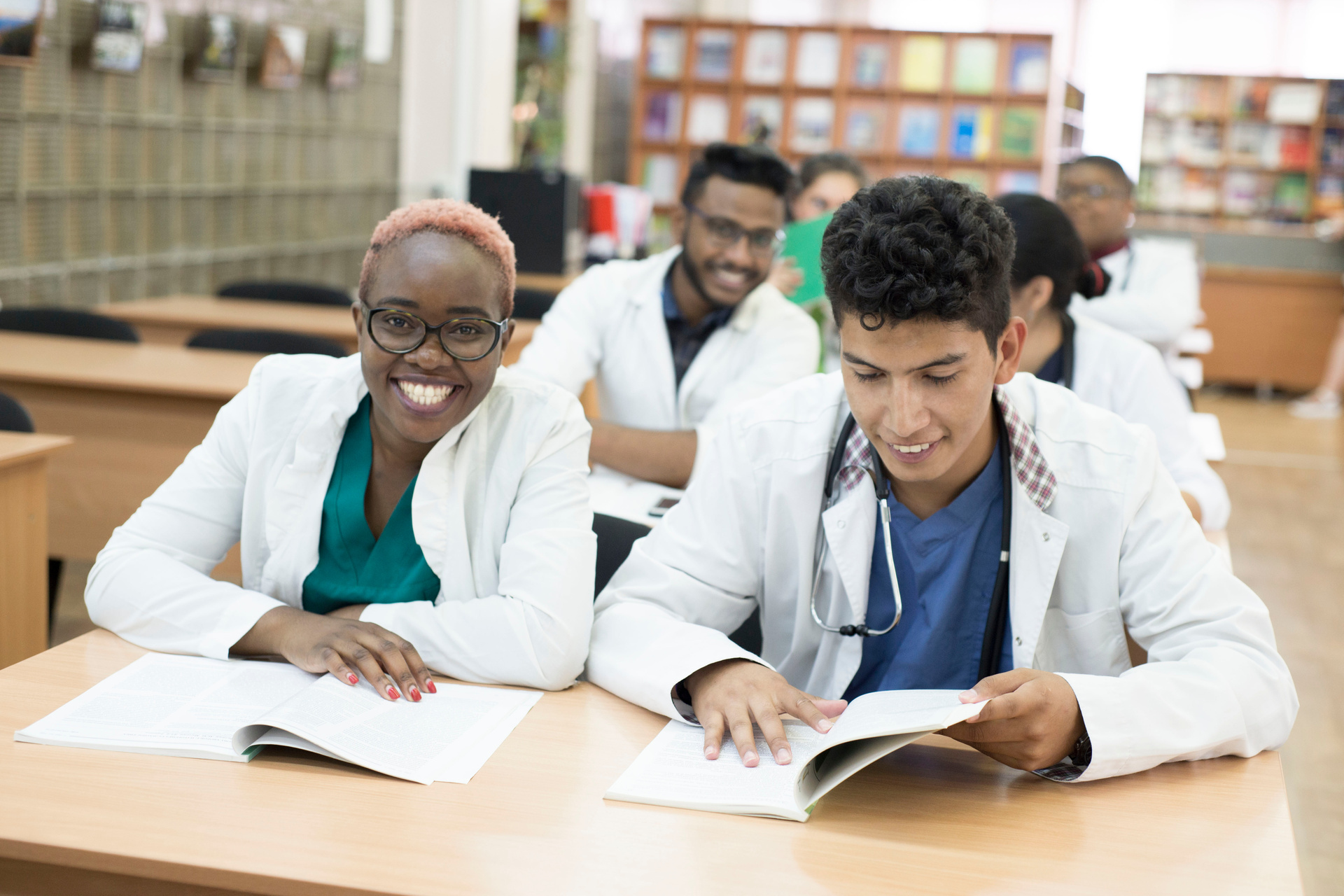 Medical students in a classroom setting