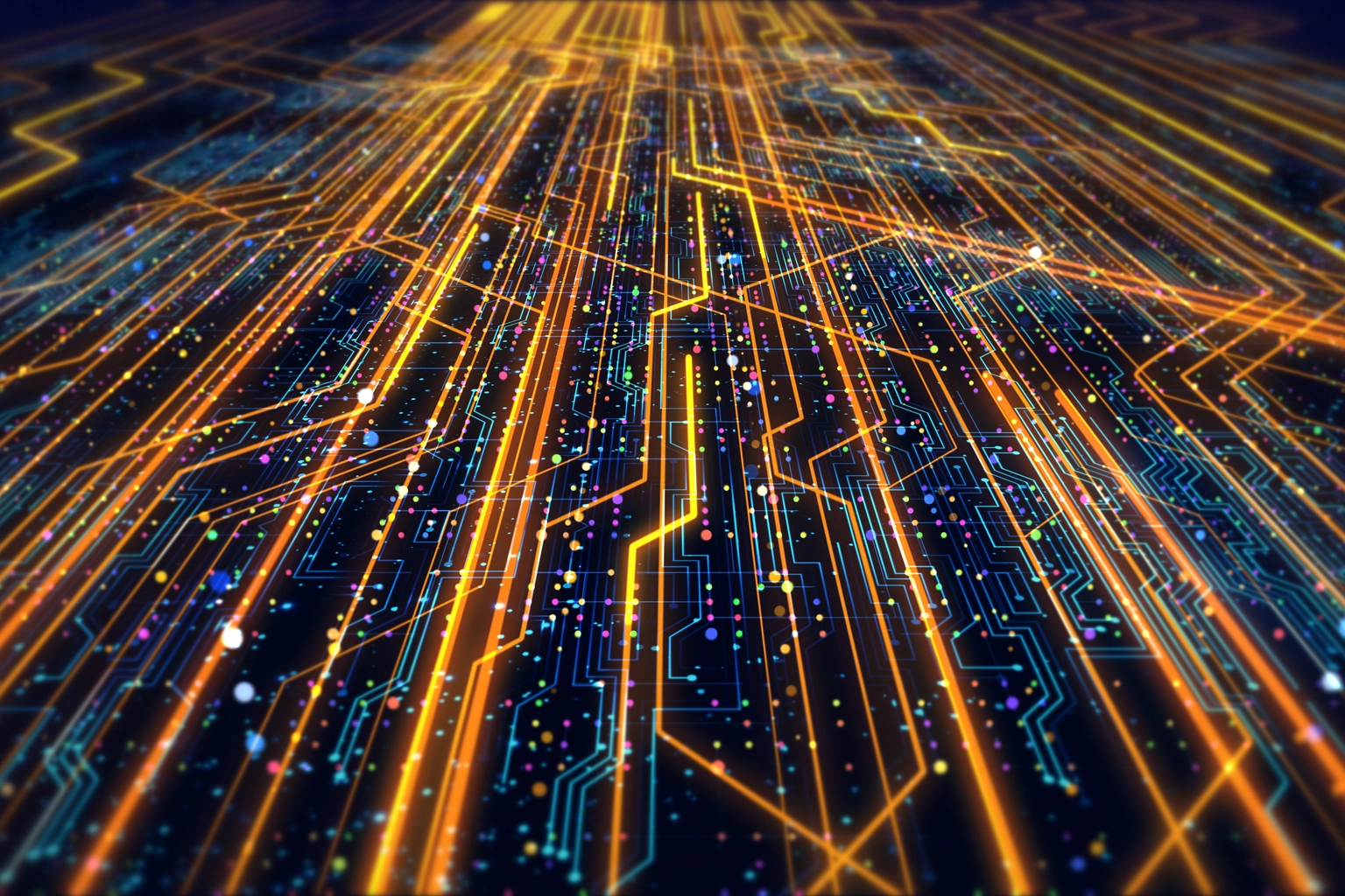 Futuristic Circuit Board Render With Bokeh Effects