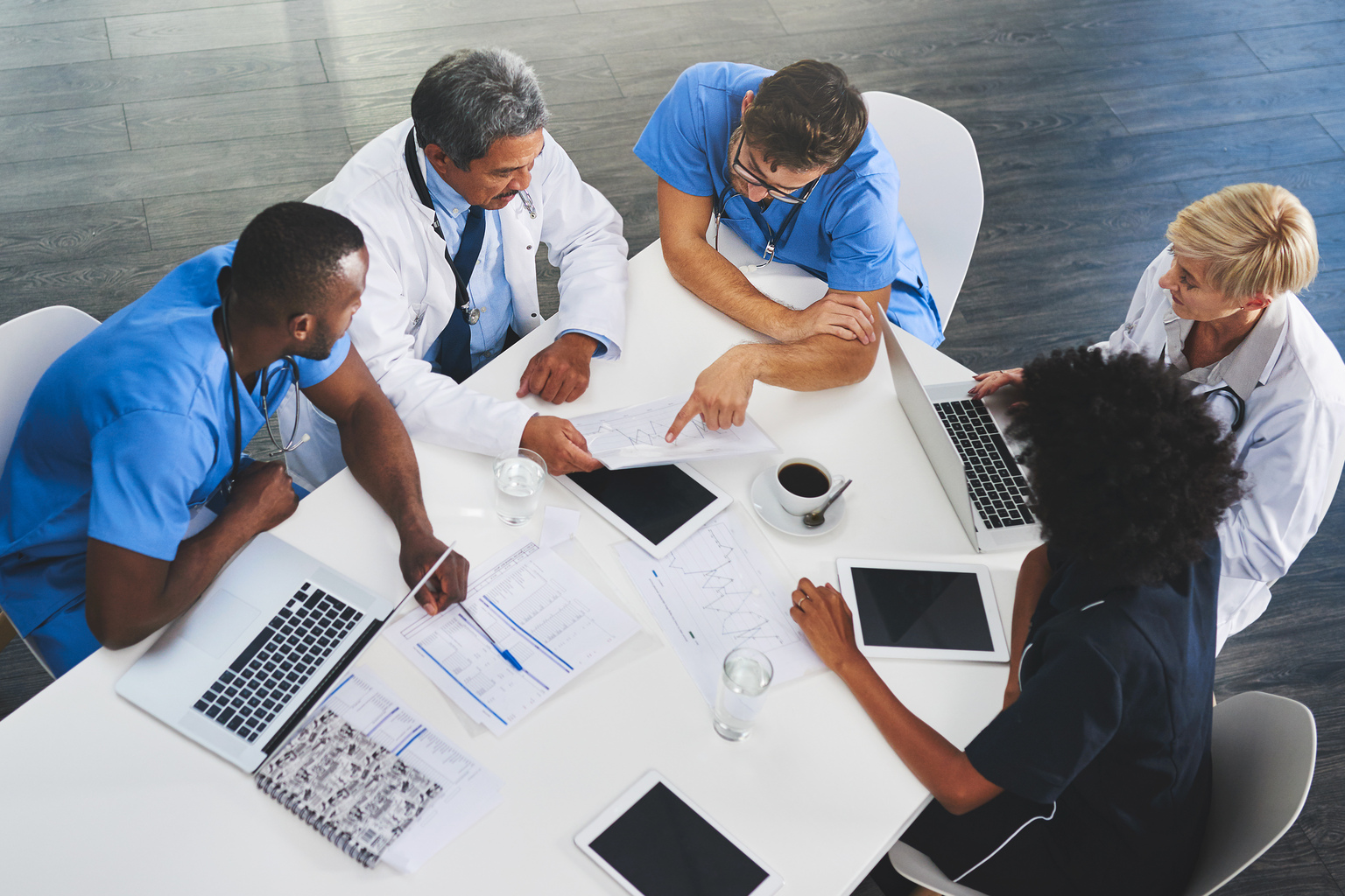 Large group of physicians at conference table