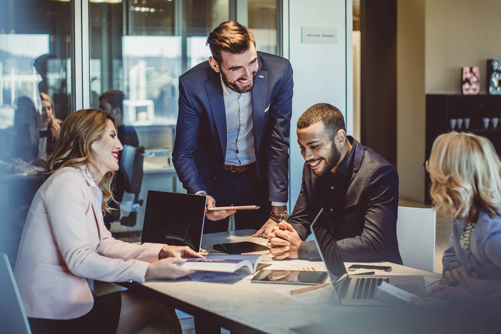 Team working together in a Conference room