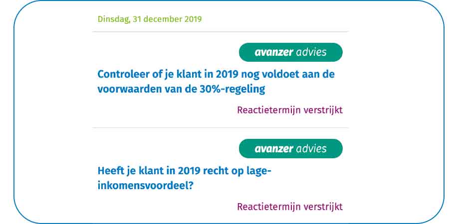 Avanzer Advies kalender tijdlijn