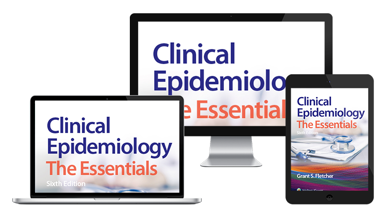 Clinical Epidemiology: The Essentials book cover on multiple device screens