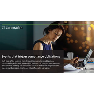 CT Corporation infographic regarding events that trigger compliance obligations