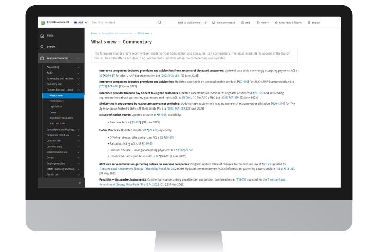 CCH iKnowConnect - Competition and Consumer Law - 1