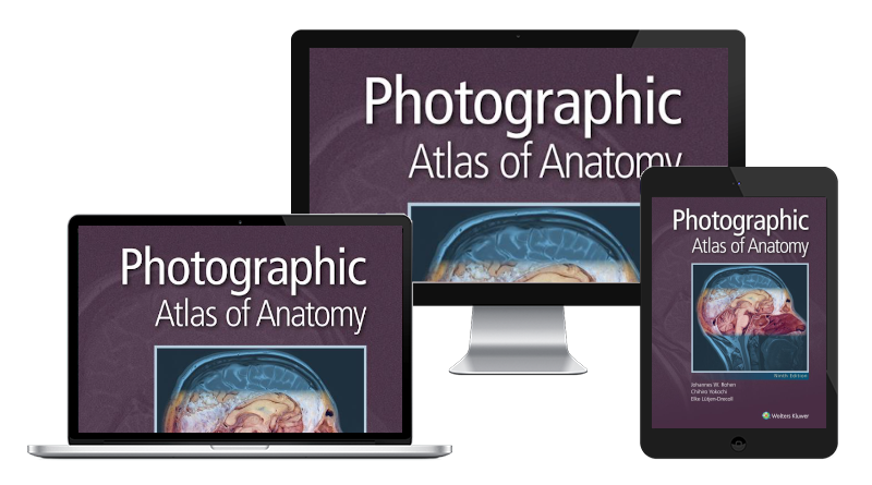 Photographic Atlas of Anatomy book cover on multiple device screens