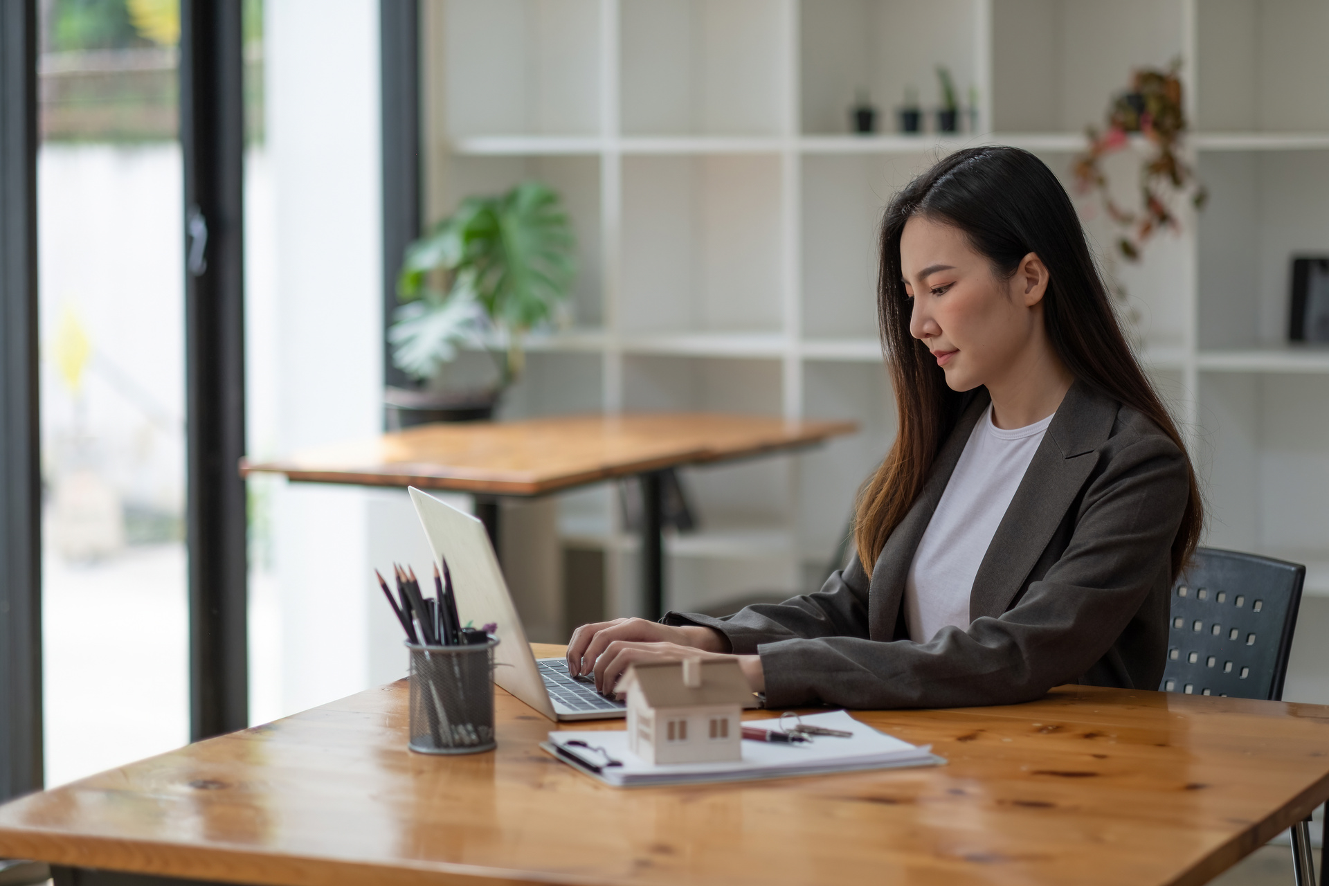 woman in home office