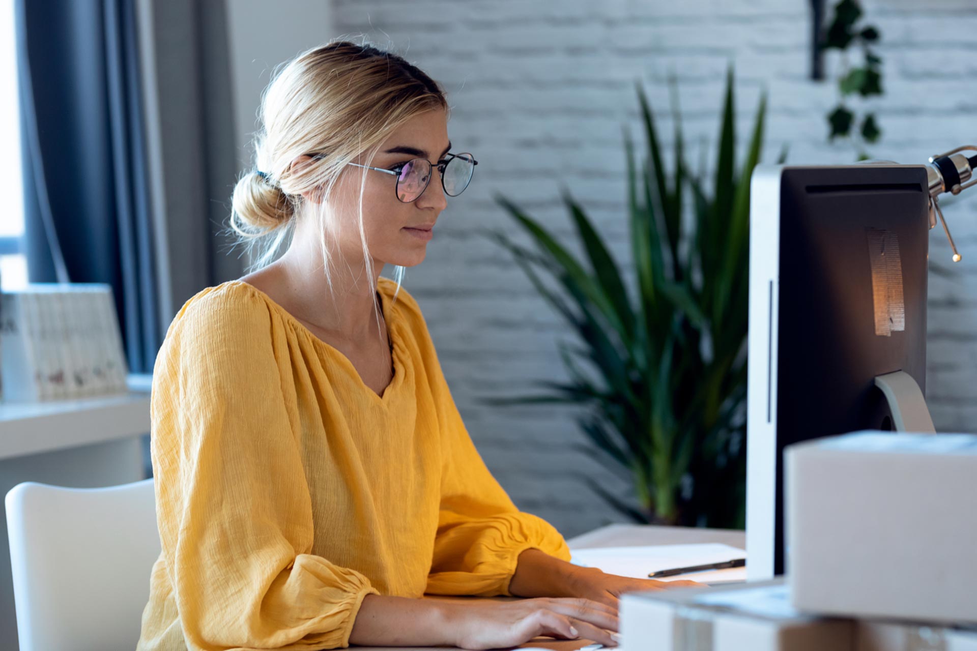 Woman filling out company forms