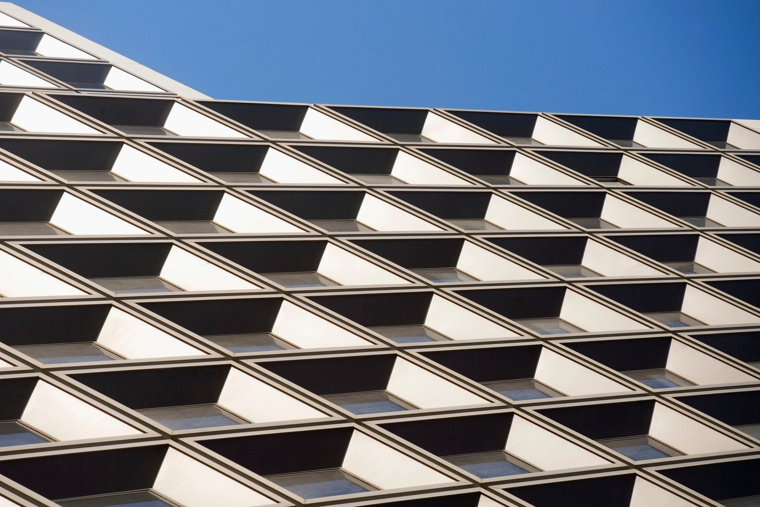 Tilted view of skyscraper windows,