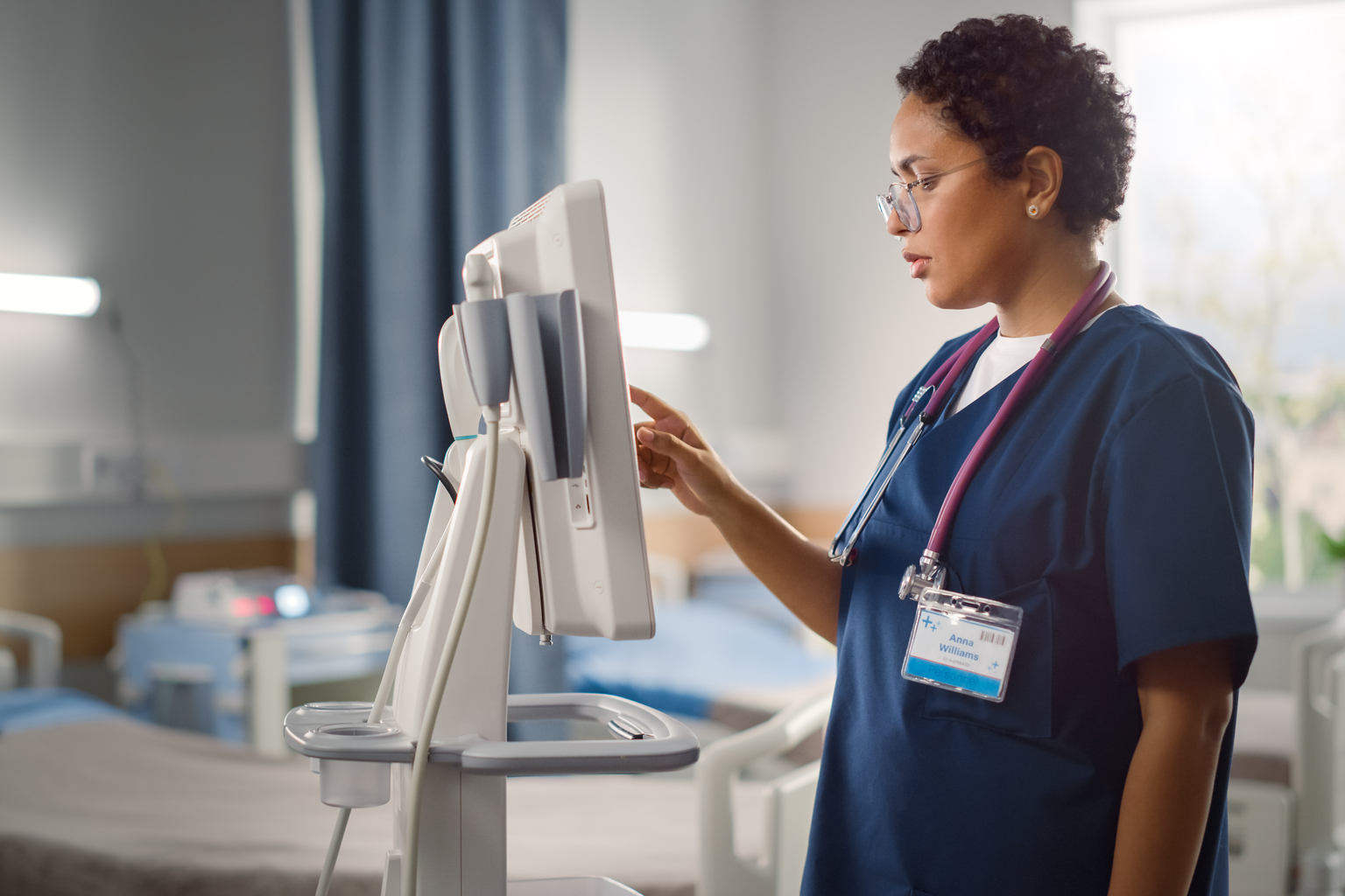 female clinician in high tech medical clinic