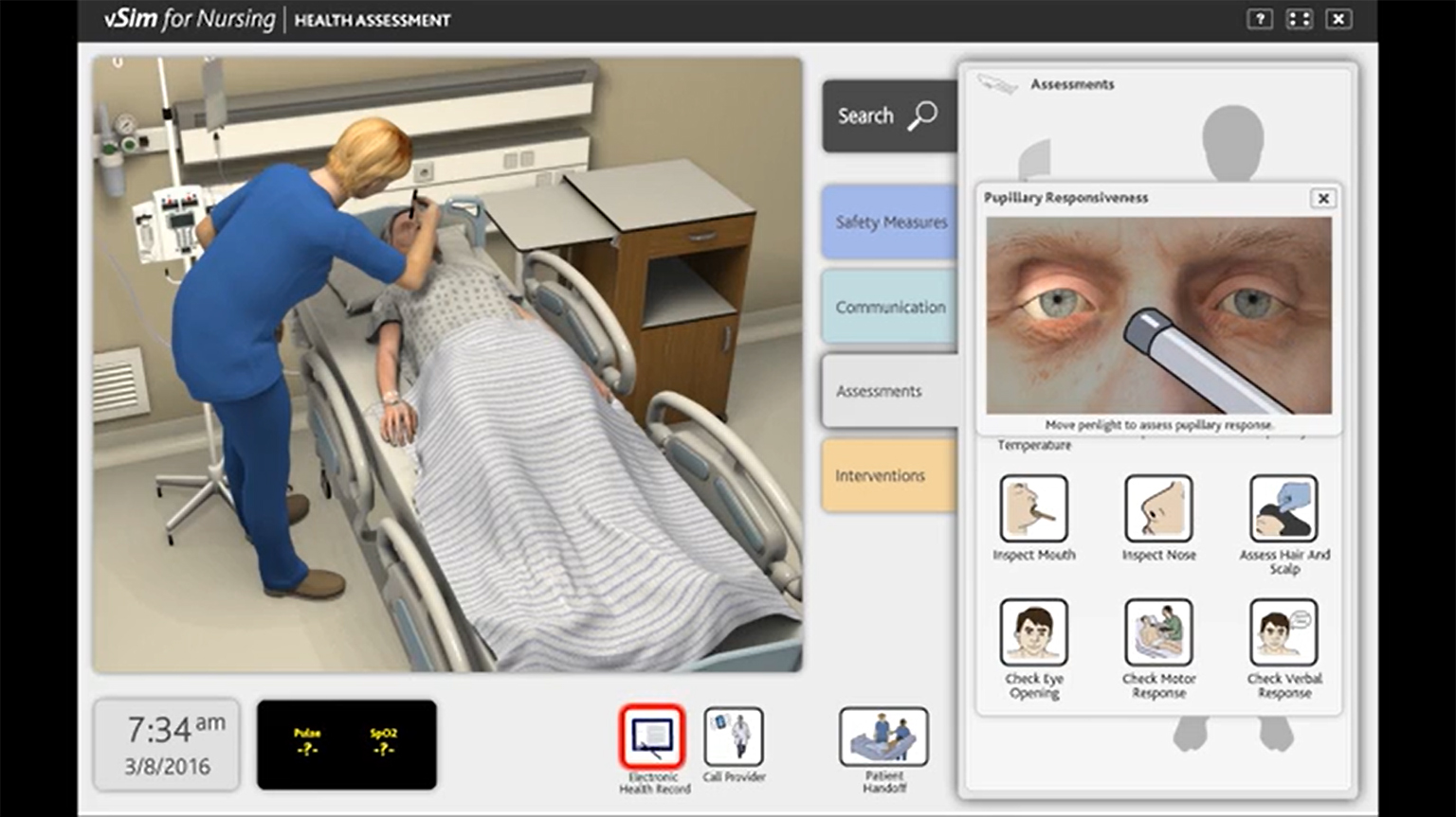 Screenshot of vSim for Nursing - Health Assessment video
