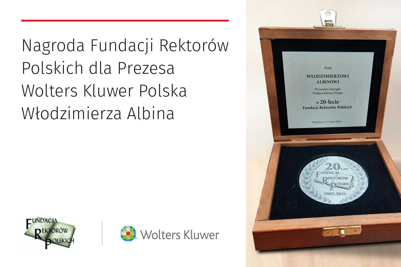 Medal dla Prezesa Włodzimierza Albina w 20-lecie Fundacji Rektorów Polskich