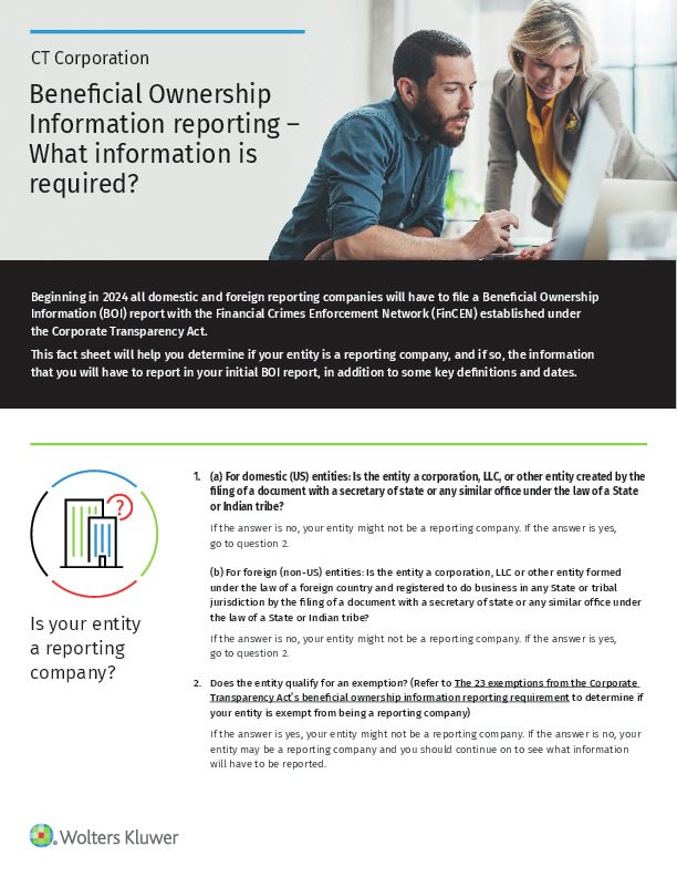 Beneficial Ownership Information reporting What information is