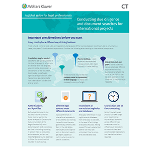 Conducting due diligence and document search for international projects. 