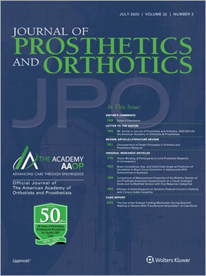 Journal of Prosthetics and Orthotics cover