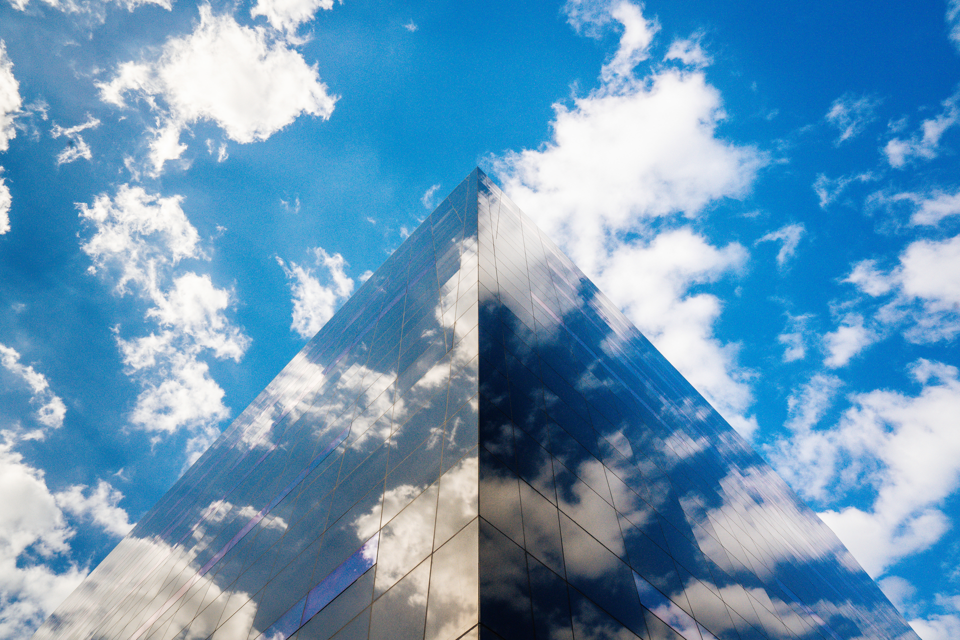 A part of National Library of Copenhagen, the mirrors reflected the sky and clouds,