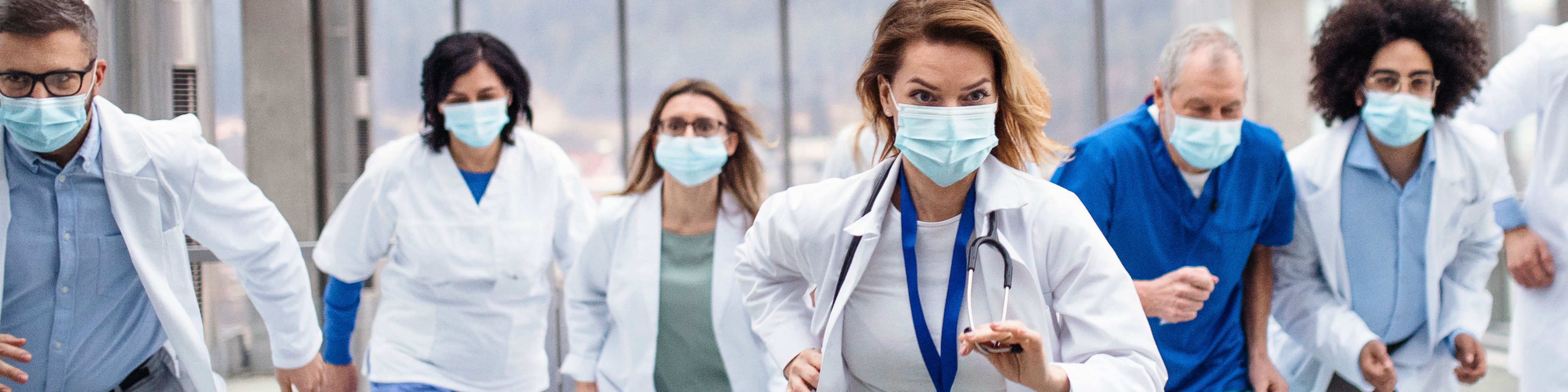 Group of doctors with face masks