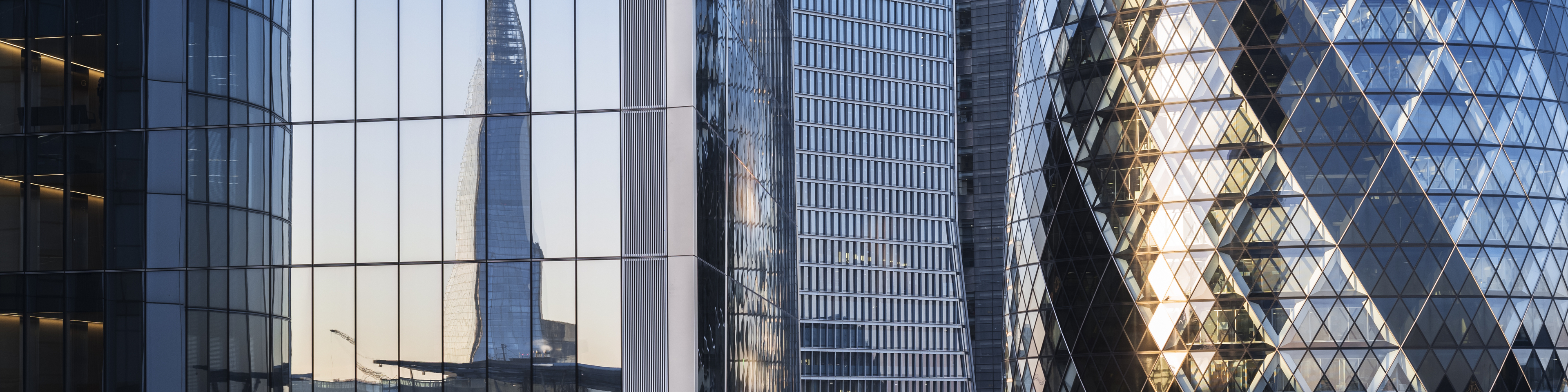 Abstract of modern office buildings in London financial district