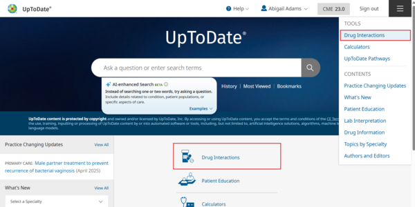 drug interactions blue bar