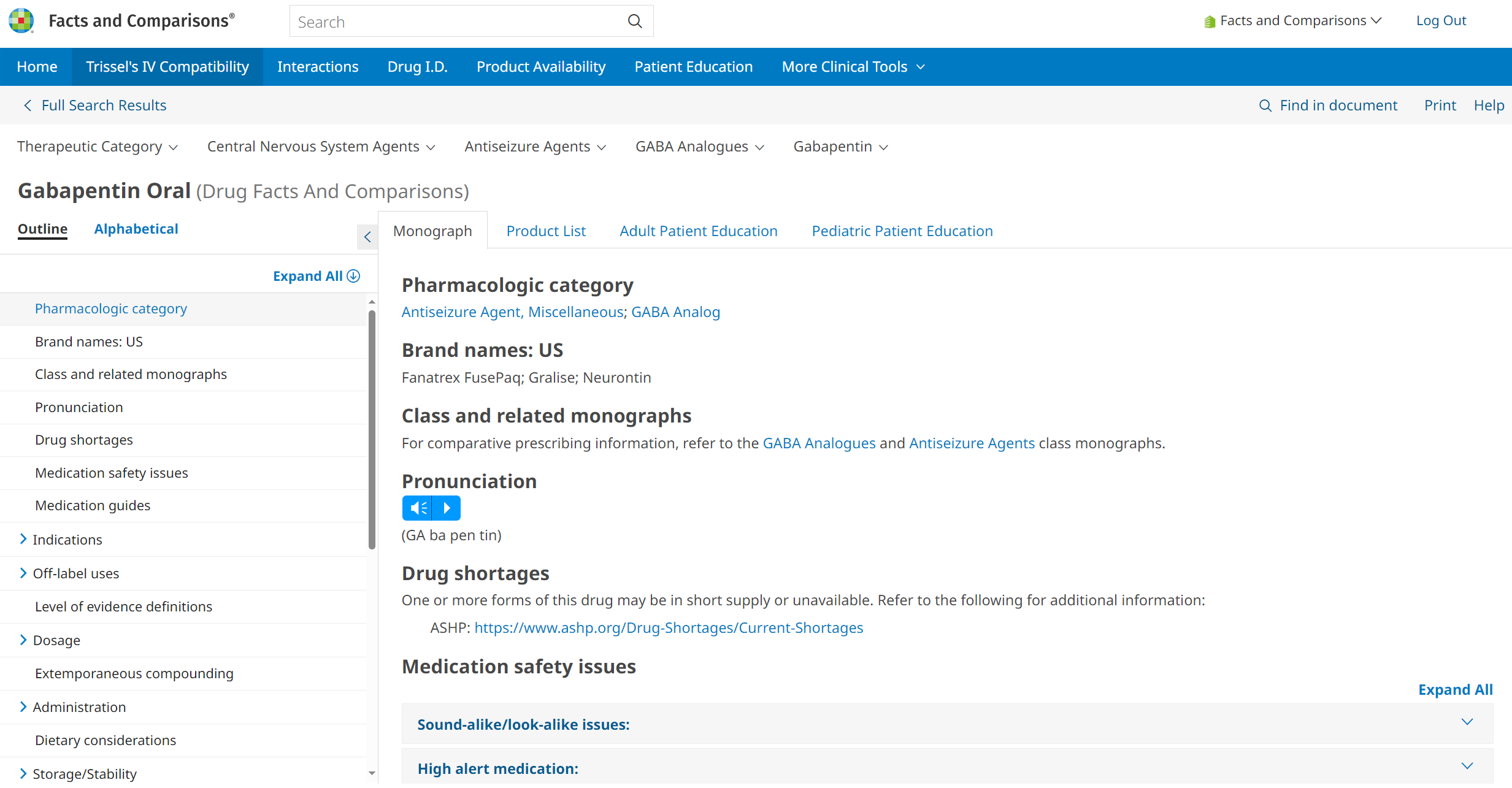 Facts and Comparisons User Academy - Navigating a Monograph