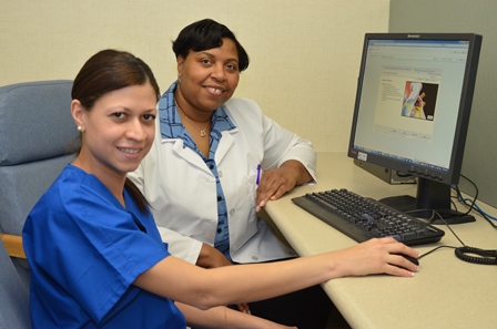 nurses working on the computer