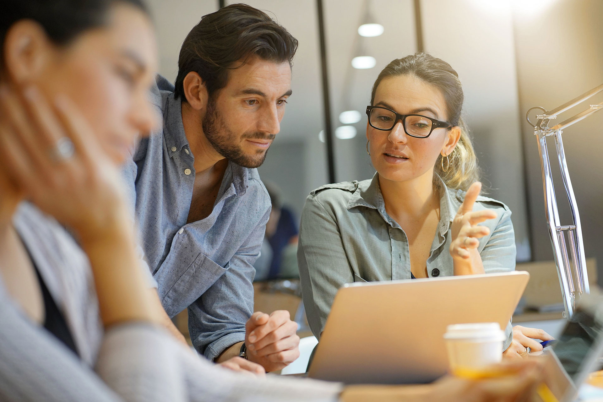 man and woman seeking financing for their business