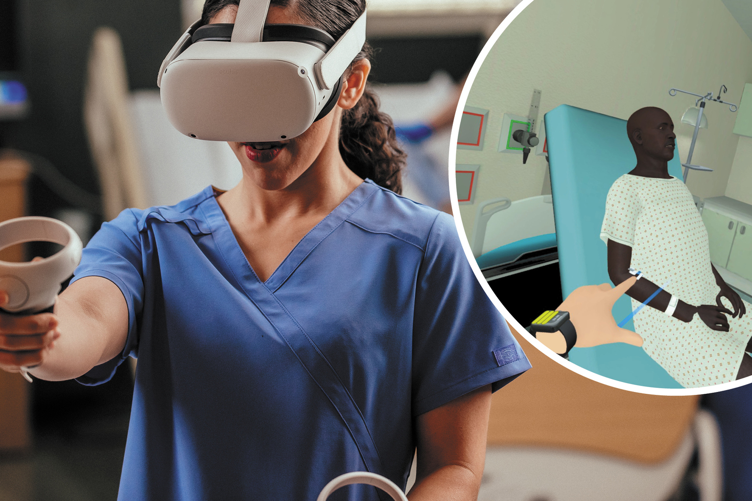 Immersive virtual reality training from Wolters Kluwer and Laerdal Medical transports nursing students to a busy hospital floor 