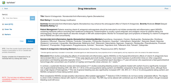 drug interactions summary