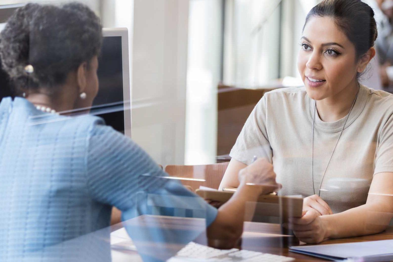 Women meeting with female client