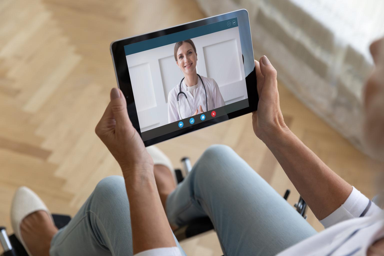 Tablet with telehealth doctor
