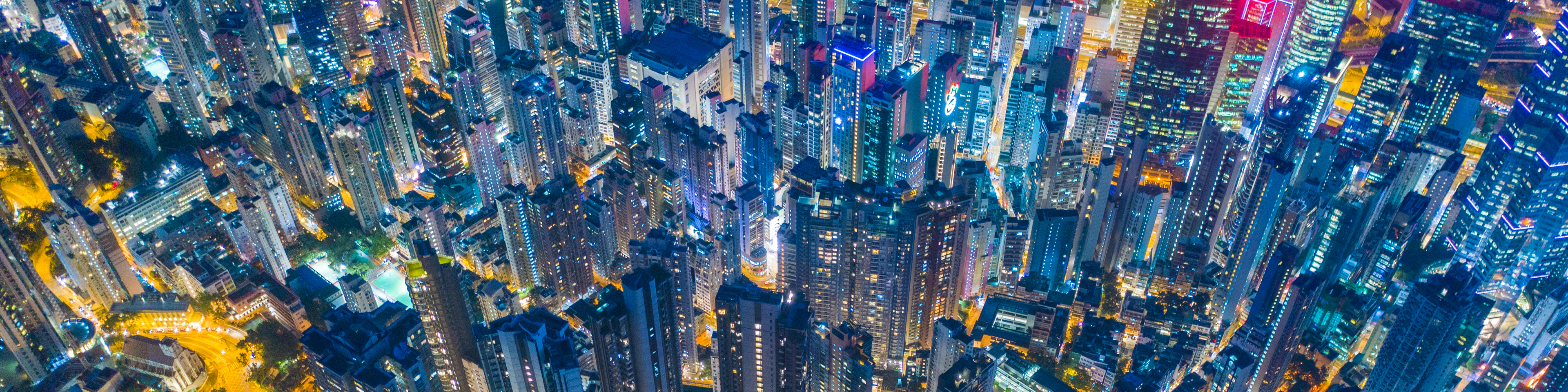 Hong Kong Aerial scene in night, with road and traffic