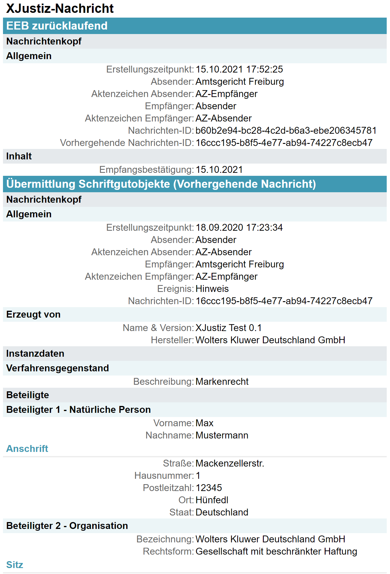 AnNoText erzeugt aus den XMl Xjustiz-Daten eine PDF