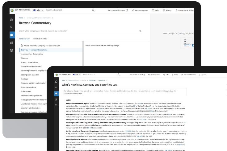 CCH iKnowConnect - Company and financial markets law Commentary - NZ - 1