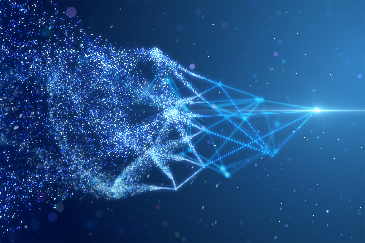Blue particle data making the shape of glowing network