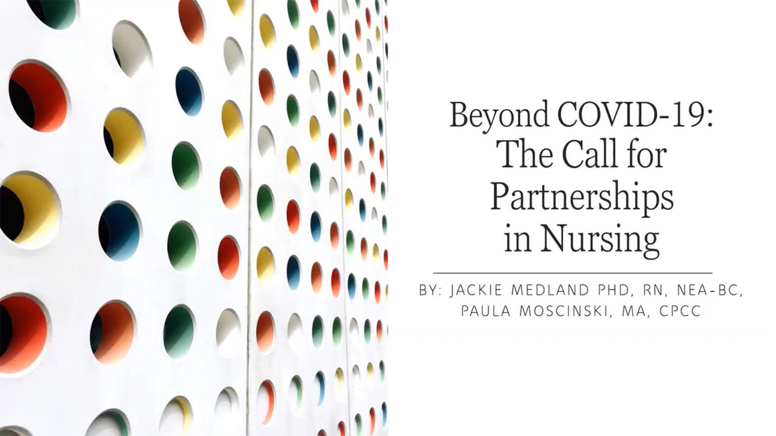 Screenshot from Beyond COVID-19: The call for partnerships in nursing video