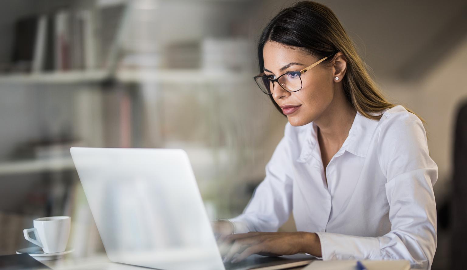 woman working on her laptop