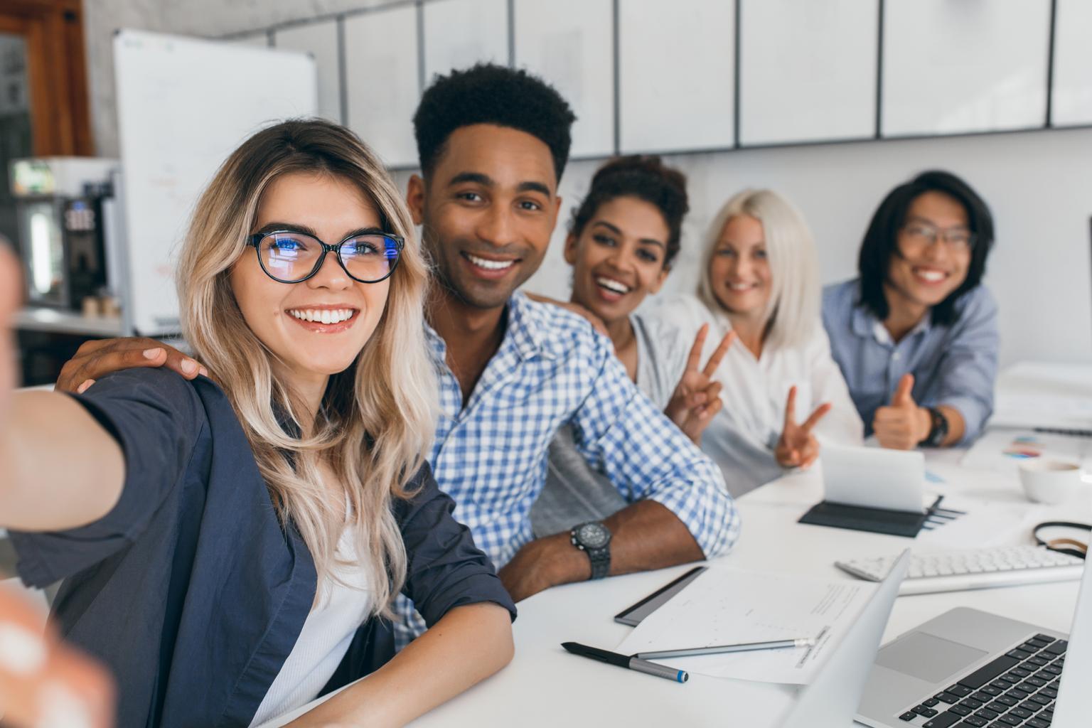 office, smiles, young professionals