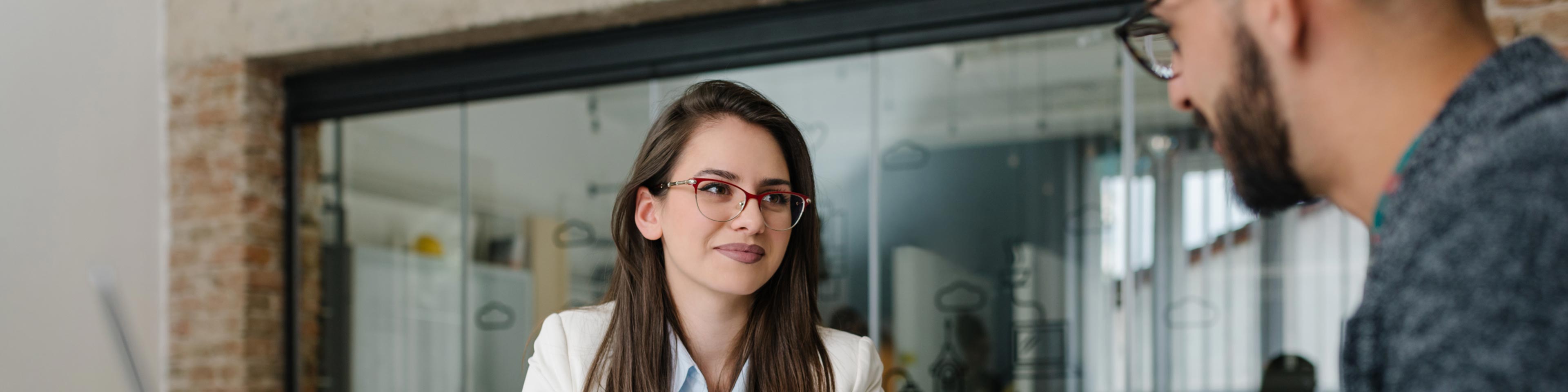 woman offering life insurance as an employee benefit