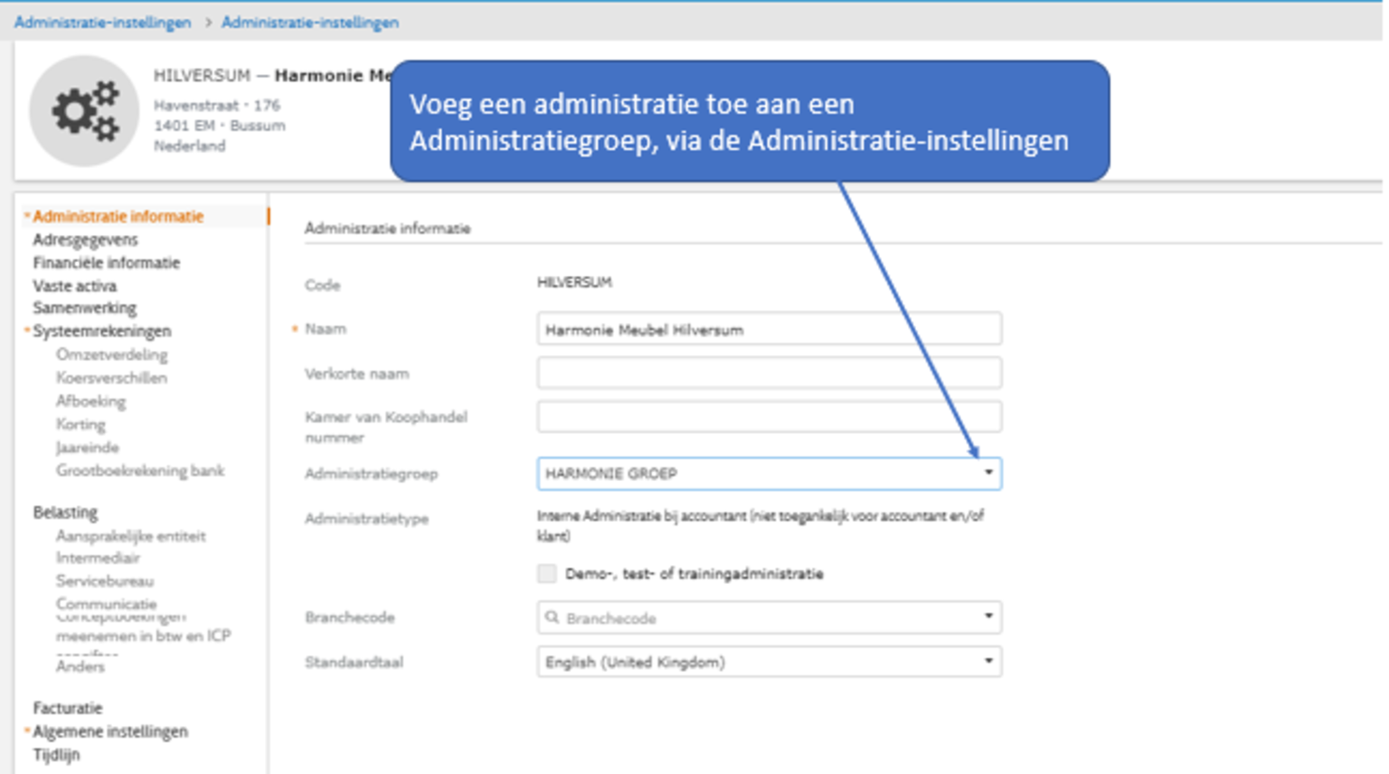 Screenshot van Twinfield dashboard over consolidatie