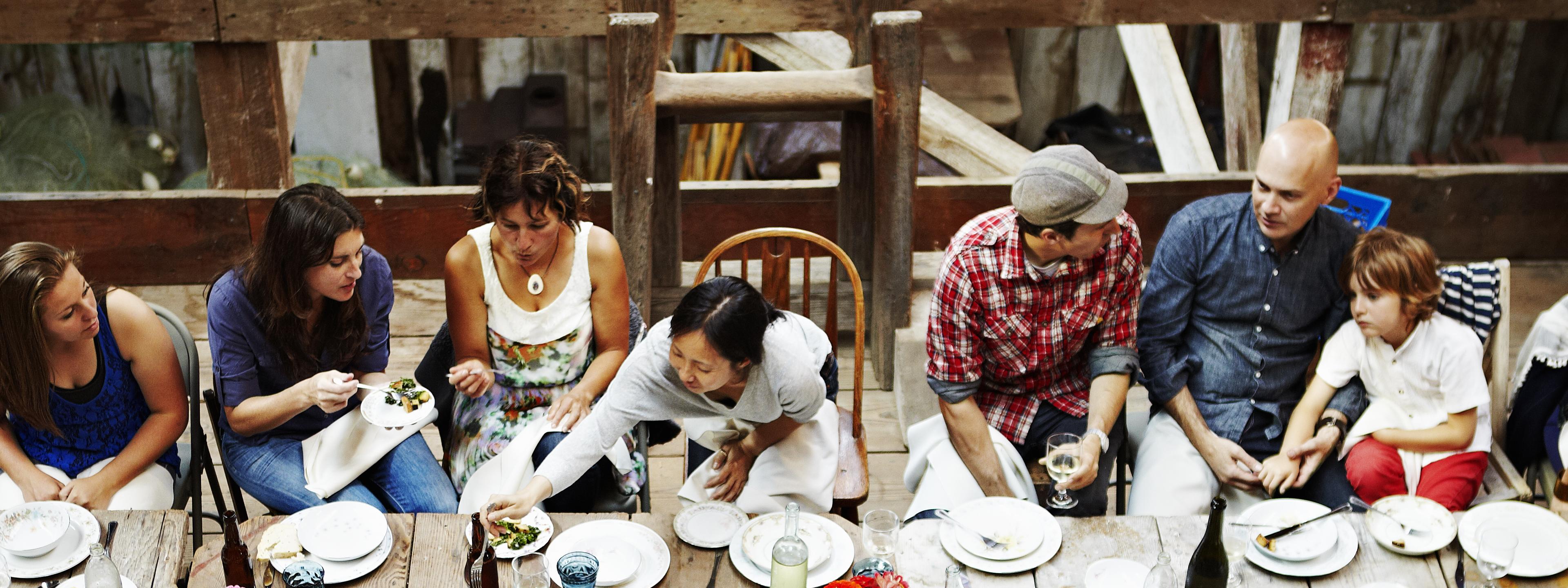 Group of friends and family dining.