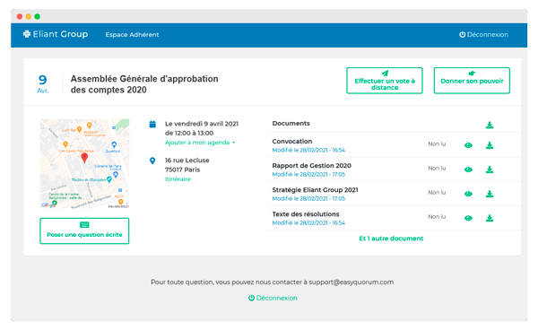 vote électronique assemblées générales