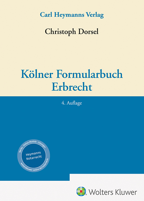 Kölner Formularhandbuch Erbrecht Dorsel