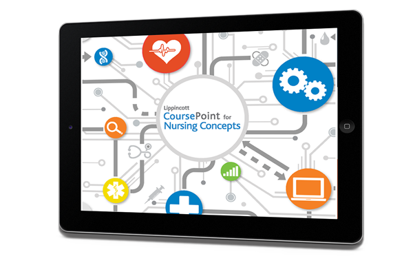 Lippincott CoursePoint for Nursing Concepts illustration on a tablet