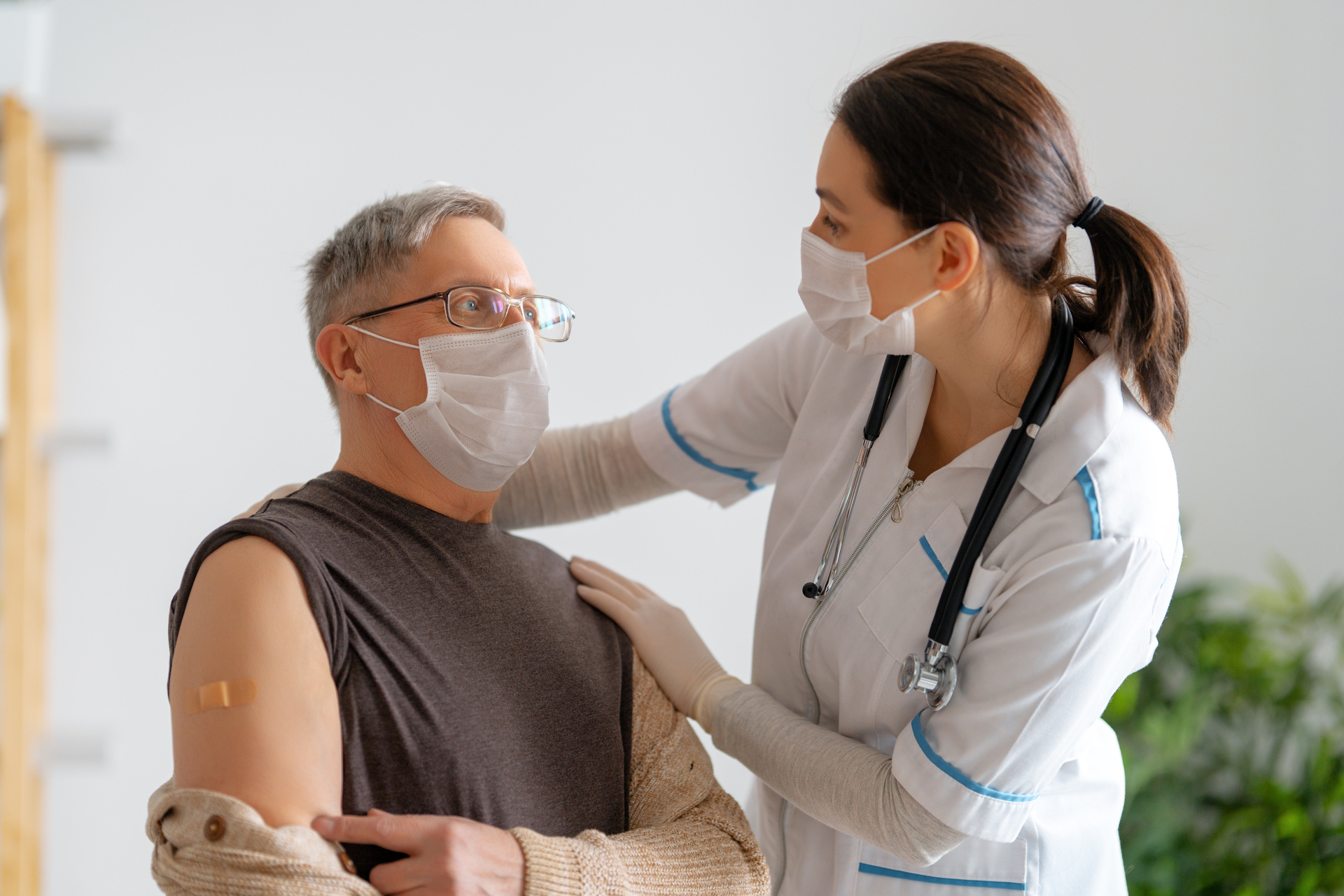 Patient receiving care from medical professional 