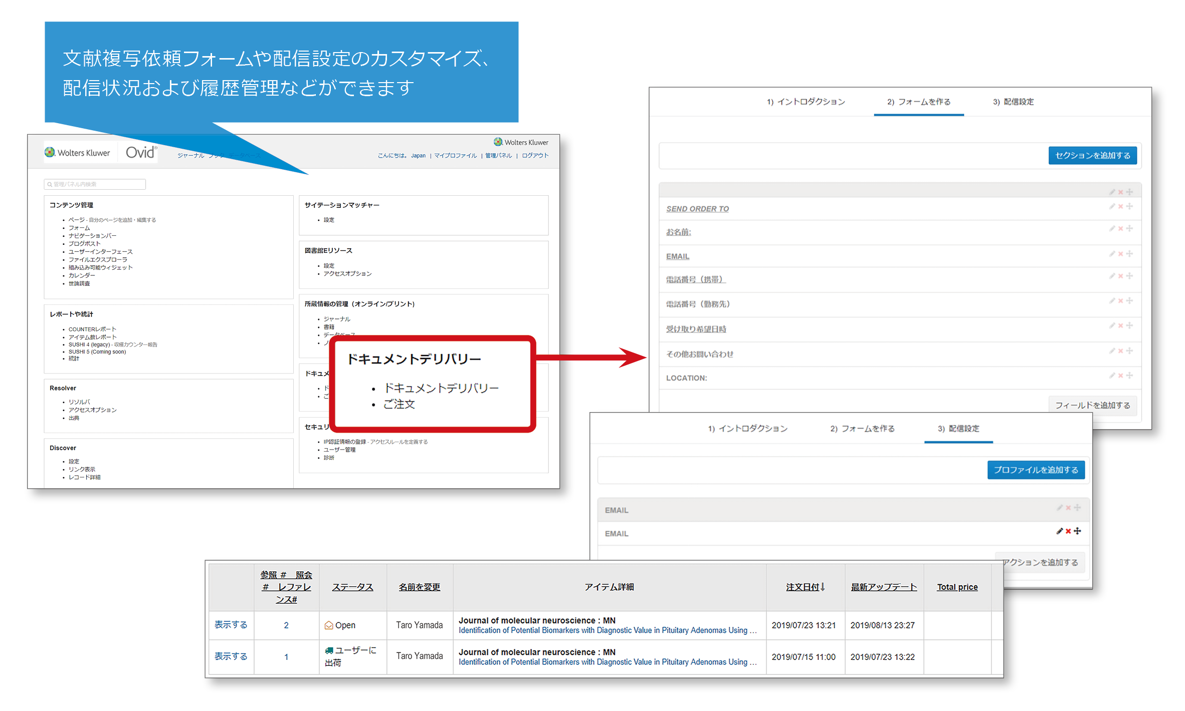 Screenshot of Ovid Discovery Link Resolver doc delivery