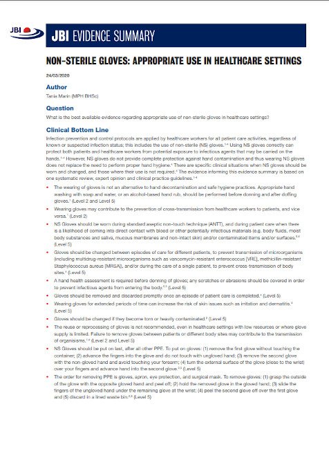 Screenshot of a JBI Evidence Summary