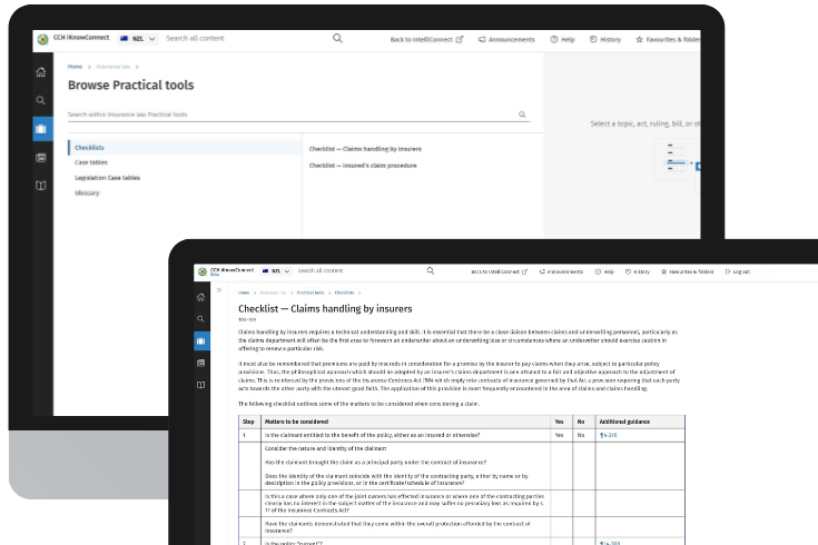 CCH iKnowConnect - Insurance Law Practical Tools - NZ - 1