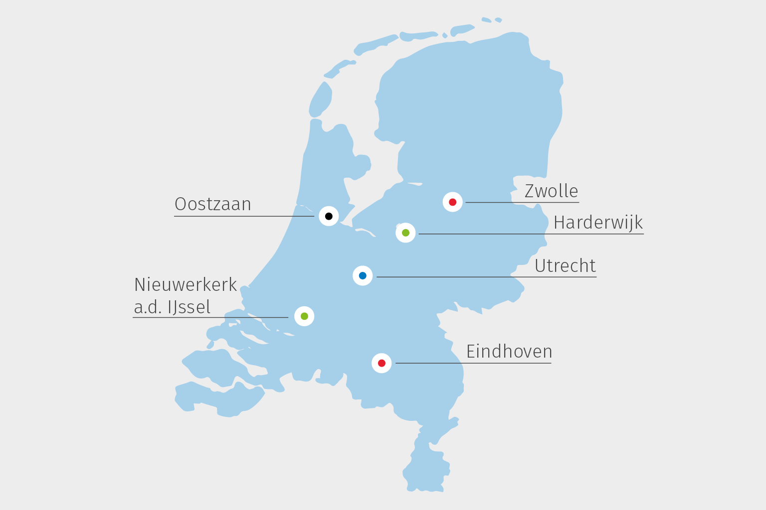 Landkaart locaties Gebruikersdagen 2023