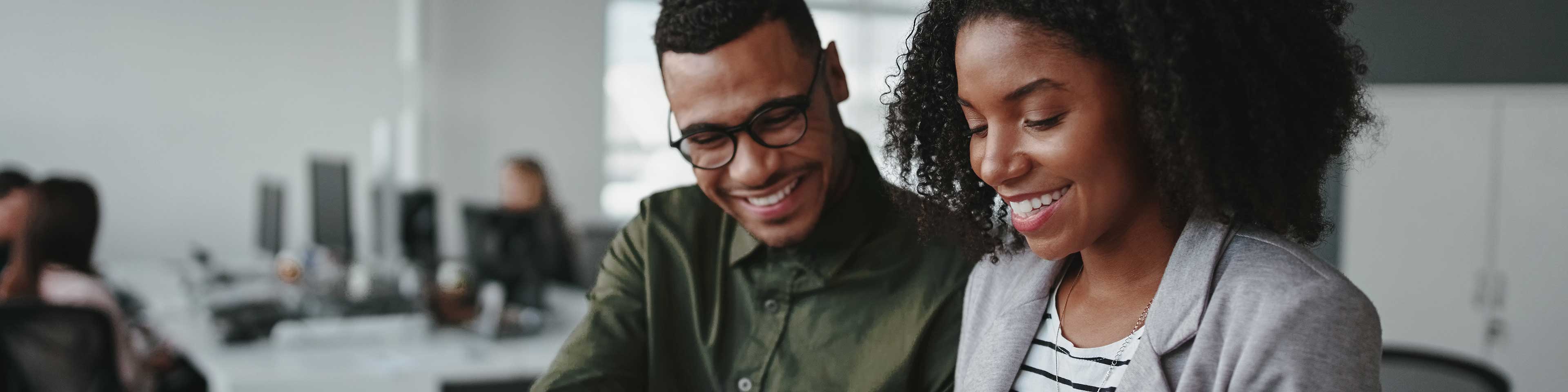 man and woman talking